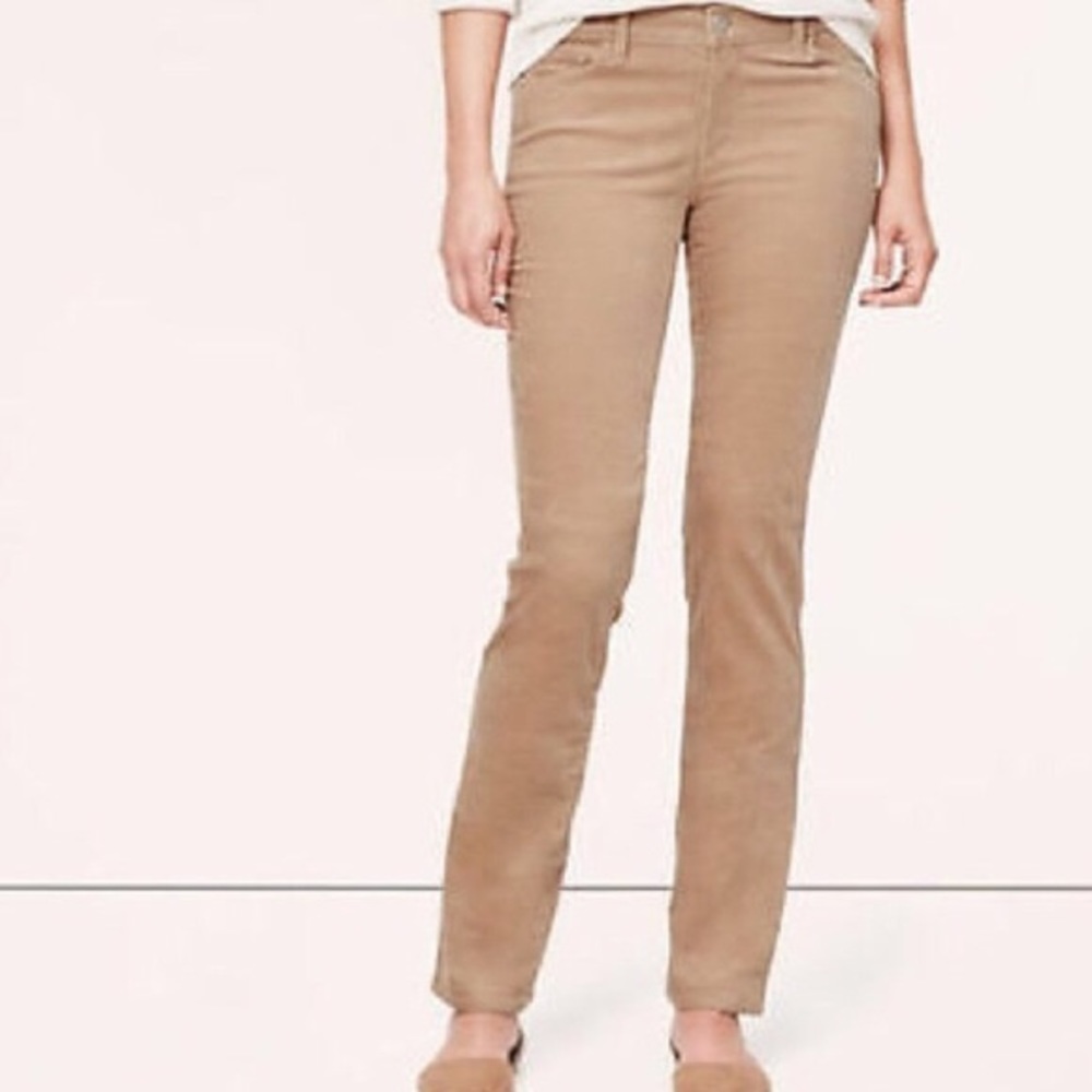 NWT LOFT MODERN STRAIGHT CORDUROY KHAKI JEANS